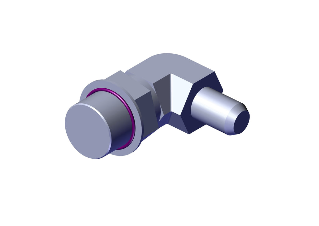 IILLUSTRATIVE IMAGE OF ADAPTER, 90 DEG #4 MALE TUBE TO #8 ADJ MALE ORING