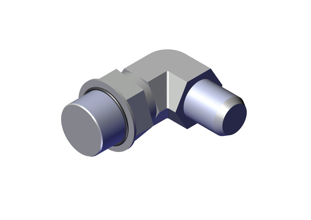 IILLUSTRATIVE IMAGE OF ADAPTER, 90 DEG #6 MALE TUBE TO #8 ADJ MALE ORING